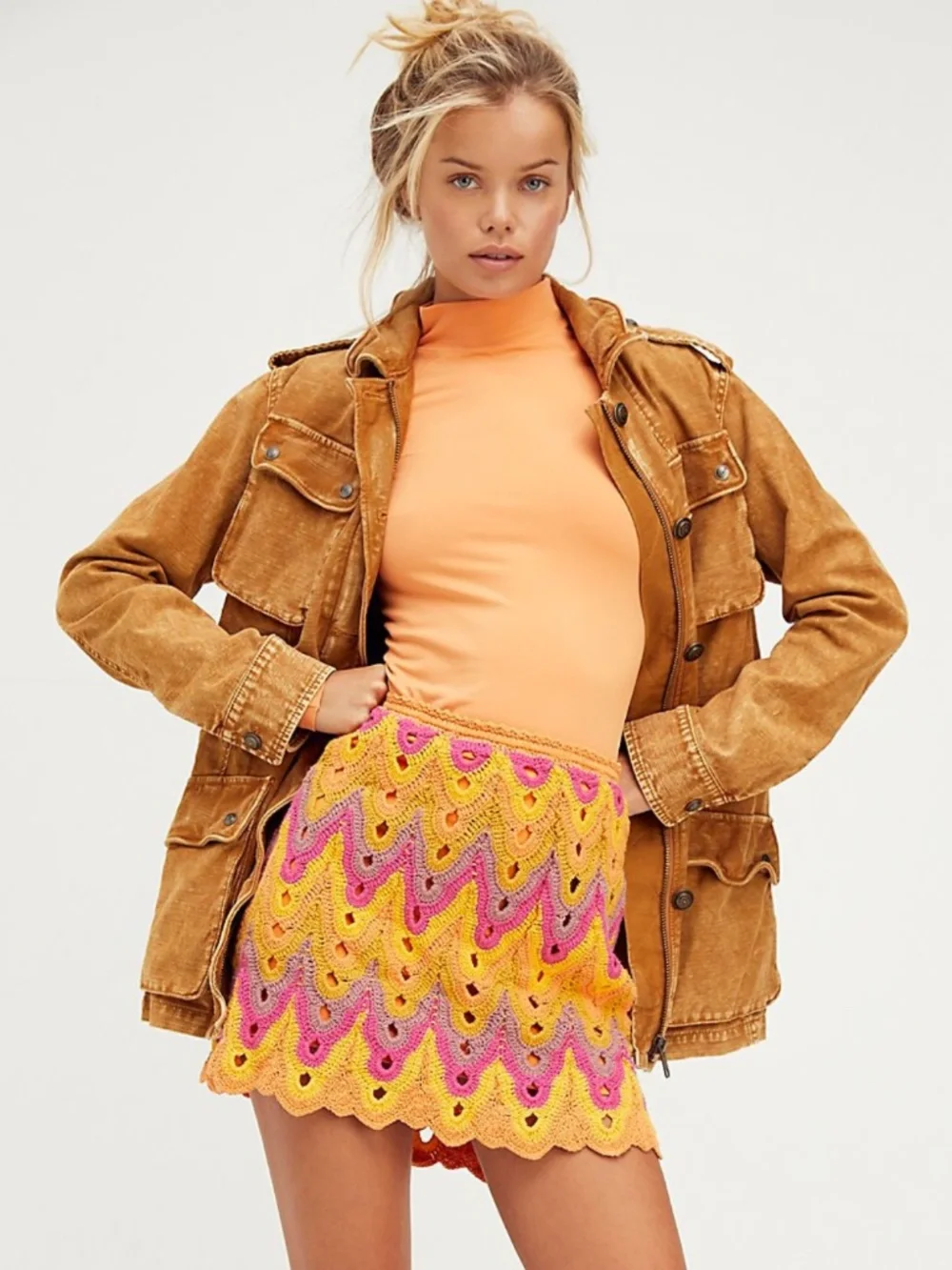 NEW Free People Heat of the Moment Crochet Skirt Almost Famous XS